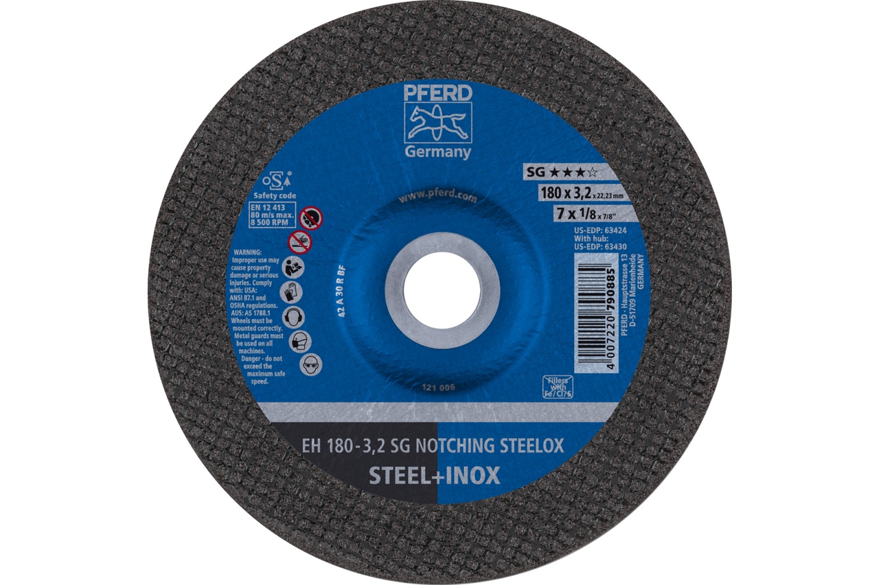 Picture of Pferd Grinding Wheel, 7" X 1/8 X 7/8, Sg Notching Steelox, T27, Aluminum Oxide
